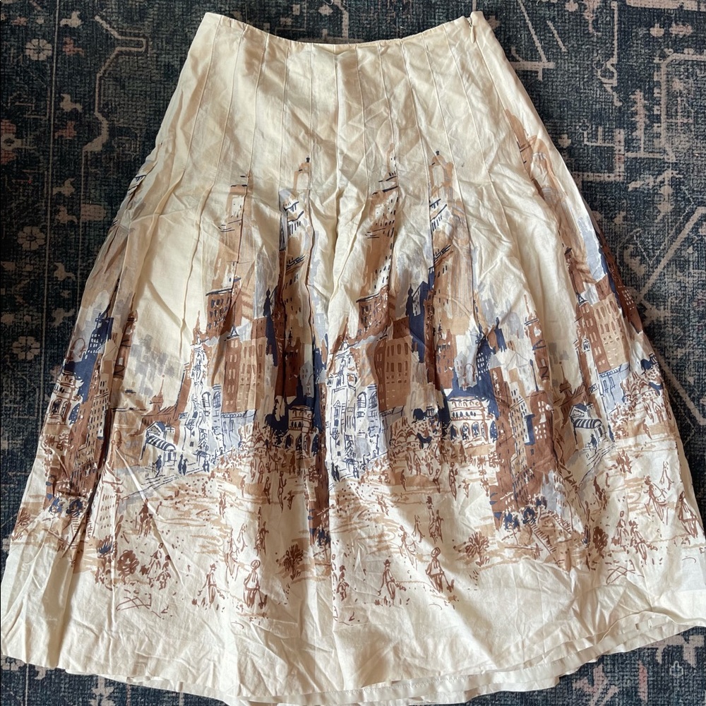 vintage Talbots cityscape midi skirt